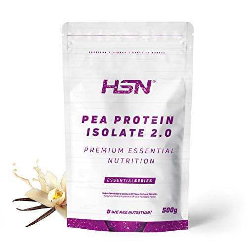 HSN Proteína de Guisante Aislada Vegan Protein | Pea Protein Isolate | Edulcorada con Estevia | Vegano, Sin Lactosa, Sin Gluten, Sin Azúcar, Sin Soja, En Polvo, Sabor Vainilla, 500 gr