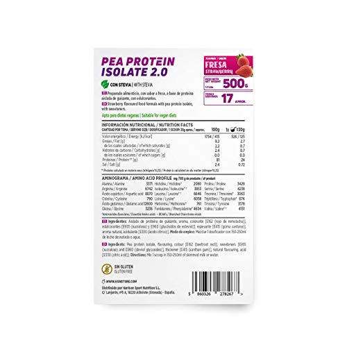 HSN Proteína de Guisante Aislada Vegan Protein | Pea Protein Isolate | Edulcorada con Estevia | Vegano, Sin Lactosa, Sin Gluten, Sin Azúcar, Sin Soja, En Polvo, Sabor Fresa, 500 gr HSN Proteína de Guisante Aislada Vegan Protein | Pea Protein Isolate | Edulcorada con Estevia | Vegano, Sin Lactosa, Sin Gluten, Sin Azúcar, Sin Soja, En Polvo, Sabor Fresa, 500 gr