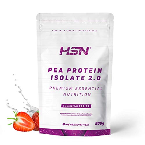 HSN Proteína de Guisante Aislada Vegan Protein | Pea Protein Isolate | Edulcorada con Estevia | Vegano, Sin Lactosa, Sin Gluten, Sin Azúcar, Sin Soja, En Polvo, Sabor Fresa, 500 gr