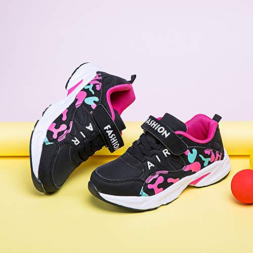 HSNA Zapatillas Deporte Niña Zapatos de Gimnasia Niña pequeñas Running Zapatos Deportivos Aire(Negro Rojo 37 EU)