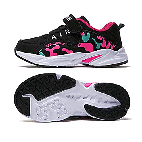 HSNA Zapatillas Deporte Niña Zapatos de Gimnasia Niña pequeñas Running Zapatos Deportivos Aire(Negro Rojo 37 EU)