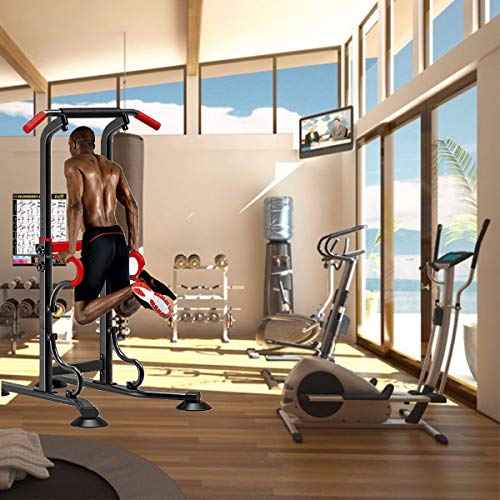 HT&PJ Power Tower - Jaula multifuncional para dominadas, apta para ejercicio y fitness en el gimnasio, y también para uso familiar (negro)