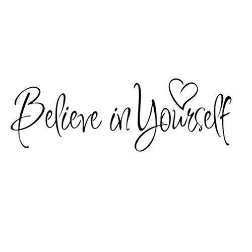 htrdjhrjy Hermoso Frase Pared Adhesivos Removibles Believe IN Yourself Vinilo Adhesivo Decoración Hogar Bricolaje para Decoración Hogar - Negro Horizontal 55 18cm, Large