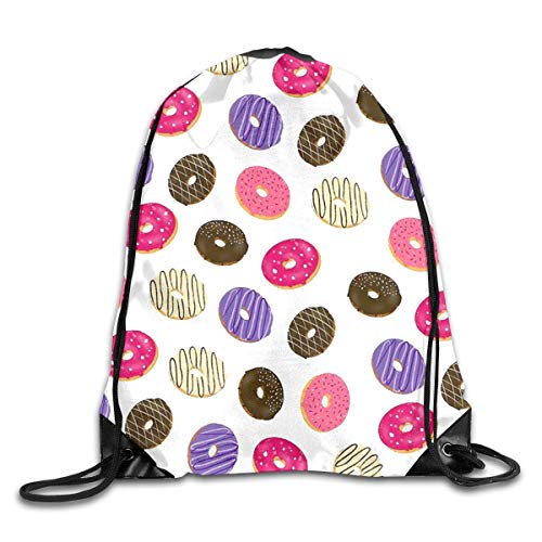 htrewtregregre Gand Drawn Donuts Sport Mochilas con cordón Travel Daypack Saco Portable Shoulder Bolsos For Men Women