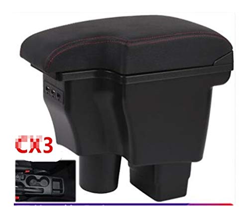 HTSM Coche Apoyabrazos para CX-3 Cuadro De Reposabrazos Versión Cx3 Mazda2 SKYACTIV De Mazda 2 Mazda Demio Reposabrazos Caja De Doble Capa con Interfaz 3usb Consolas Almacenamiento