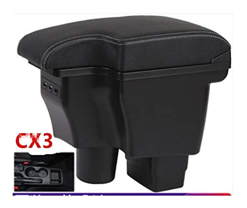 HTSM Coche Apoyabrazos para CX-3 Cuadro De Reposabrazos Versión Cx3 Mazda2 SKYACTIV De Mazda 2 Mazda Demio Reposabrazos Caja De Doble Capa con Interfaz 3usb Consolas Almacenamiento