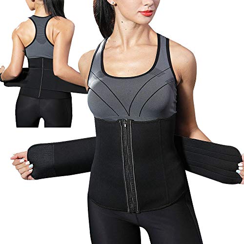 HTTOAR Cinturón de Neopreno, Sudor, Cintura, Entrenador, corsé, cinturón para Mujeres, pérdida de Peso, Cintura, Faja más Delgada (Negro, L)