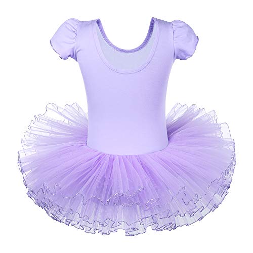 HUAANIUE - Vestido de danza clásico con tutú ballet de encaje, Unisex bebé, morado, 3-4 ans(étiquette M)