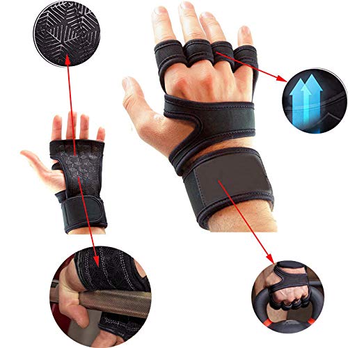 Hually Guantes de Fitness, 1 Par Guantes Gimnasio, para Entrenamiento Cruzado, Levantamiento de Pesas, Fitness, Kettlebells, Guantes de Entrenamiento Hombres Mujeres