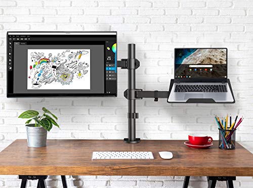 HUANUO Brazo de Monitor Bandeja para Computadora Portátil, Totalmente Ajustable para Pantalla LCD LED de 13 a 27 Pulgadas y Computadora Portátil de hasta 15.6 Pulgadas, 2 Opciones de Montaje HUANUO Brazo de Monitor Bandeja para Computadora Portátil, Totalmente Ajustable para Pantalla LCD LED de 13 a 27 Pulgadas y Computadora Portátil de hasta 15.6 Pulgadas, 2 Opciones de Montaje