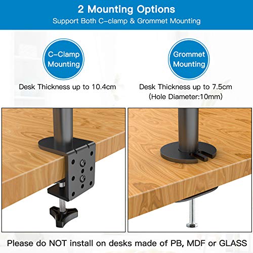 HUANUO Brazo de Monitor Bandeja para Computadora Portátil, Totalmente Ajustable para Pantalla LCD LED de 13 a 27 Pulgadas y Computadora Portátil de hasta 15.6 Pulgadas, 2 Opciones de Montaje