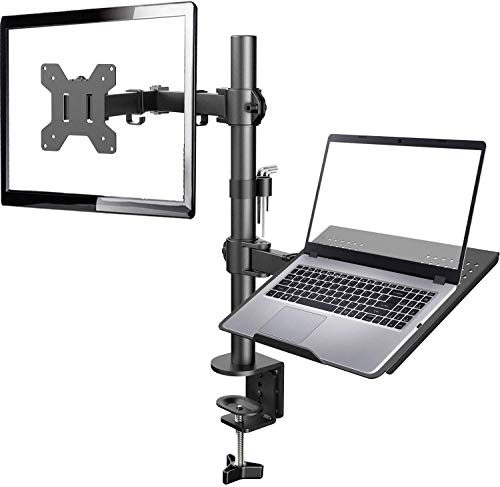 HUANUO Brazo de Monitor Bandeja para Computadora Portátil, Totalmente Ajustable para Pantalla LCD LED de 13 a 27 Pulgadas y Computadora Portátil de hasta 15.6 Pulgadas, 2 Opciones de Montaje HUANUO Brazo de Monitor Bandeja para Computadora Portátil, Totalmente Ajustable para Pantalla LCD LED de 13 a 27 Pulgadas y Computadora Portátil de hasta 15.6 Pulgadas, 2 Opciones de Montaje
