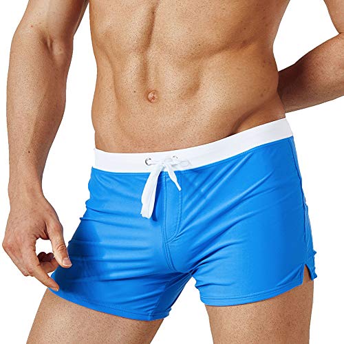 HUATINGRHLW Bañadores de natación Pantalones Cortos de los Hombres de Secado rápido Playa Surf Corriendo Pantalones de Bolsillo, D, S