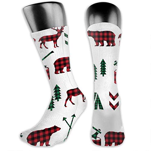 huatongxin Buffalo and Deer Fashion Calcetines de poliéster para hombres y mujeres de 3.2 x 15.8 pulgadas para niños,niñas,escolares,al aire libre,senderismo,cojín,calcetines deportivos cómodos,calc