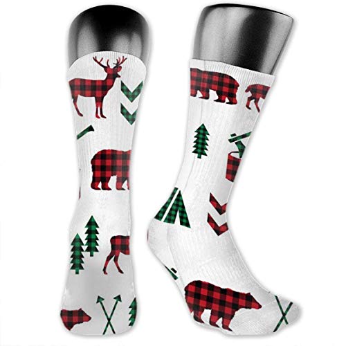 huatongxin Buffalo and Deer Fashion Calcetines de poliéster para hombres y mujeres de 3.2 x 15.8 pulgadas para niños,niñas,escolares,al aire libre,senderismo,cojín,calcetines deportivos cómodos,calc