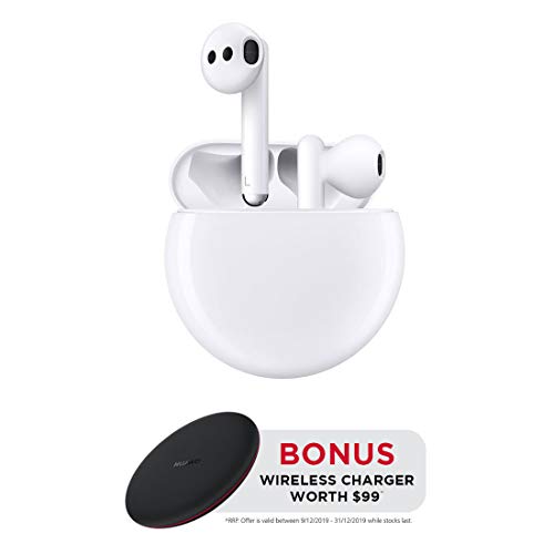 HUAWEI FreeBuds 3 - Auriculares inalámbricos con cancelación de Ruido Activa (Chip Kirin A1, Baja latencia, conexión Bluetooth ultrarrápida, Altavoz de 14 mm, Carga inalámbrica), Color Blanco