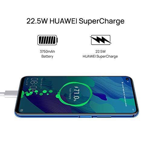 Huawei Nova 5T, Smartphone (6GB de RAM, 128GB de Memoria Interna, 5 Cámaras IA, FullView Display, Sensor de Huella Lateral, 3750 mAh) Dual-SIM, Infrared USB, Android, 6.26", Azul