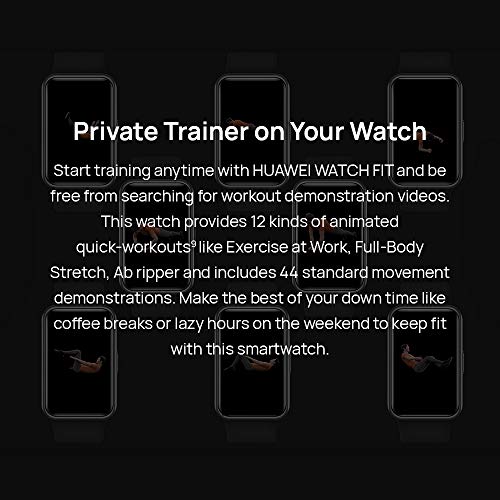 HUAWEI Watch FIT - Smartwatch con Cuerpo de Metal, Pantalla AMOLED de 1,64”, hasta 10 días de batería, 96 Modos de Entrenamiento, GPS Incorporado, 5ATM, Color Negro