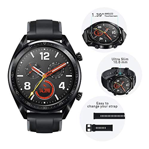 Huawei Watch GT Sport - Reloj (TruSleep, GPS, monitoreo del ritmo cardiaco), Negro