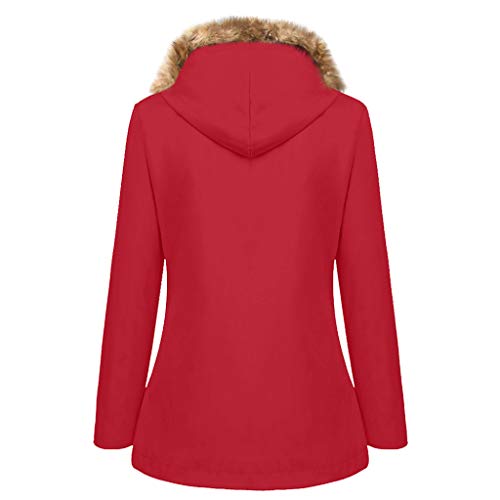 Huaya Chubasquero impermeable y resistente al viento para mujer, con capucha, de felpa, tamaño grande, para exteriores