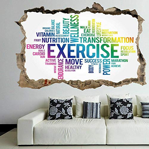 HUGF Pegatinas de pared Word Cloud Body Power Ejercicio Arte de la pared Pegatinas Mural Calcomanía Póster de vinilo
