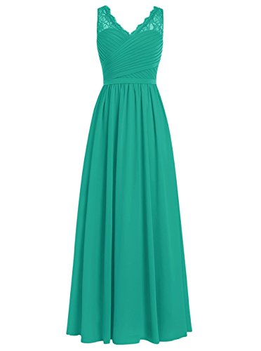 HUINI Cord¨®n Cuello en V Largo Gasa Dama de Honor Trajes de Gala Boda Formal Fiesta Vestidos Tama?o 48 HUINI Cord¨®n Cuello en V Largo Gasa Dama de Honor Trajes de Gala Boda Formal Fiesta Vestidos Tama?o 48