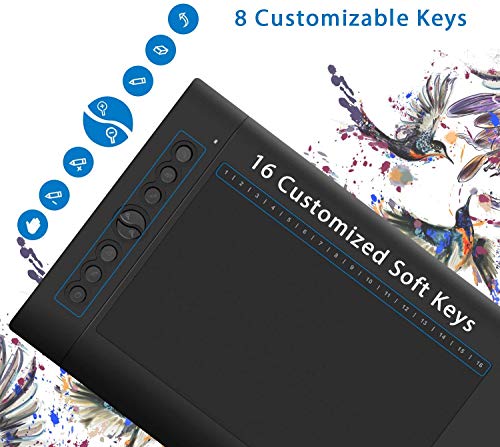 HUION Graphic Tablet H610Pro V2 OTG, Stylus sin batería con función de inclinación y 8192 Niveles de sensibilidad a la presión de la Pluma y 8 Teclas de Prensa Personalizadas HUION Graphic Tablet H610Pro V2 OTG, Stylus sin batería con función de inclinación y 8192 Niveles de sensibilidad a la presión de la Pluma y 8 Teclas de Prensa Personalizadas