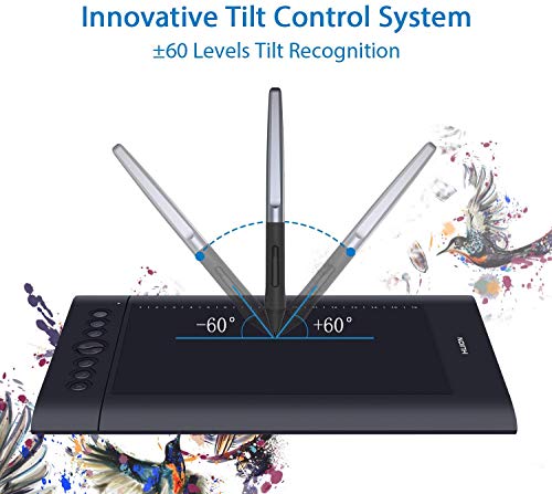 HUION Graphic Tablet H610Pro V2 OTG, Stylus sin batería con función de inclinación y 8192 Niveles de sensibilidad a la presión de la Pluma y 8 Teclas de Prensa Personalizadas HUION Graphic Tablet H610Pro V2 OTG, Stylus sin batería con función de inclinación y 8192 Niveles de sensibilidad a la presión de la Pluma y 8 Teclas de Prensa Personalizadas