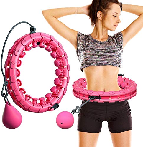 Hula Hoop Inteligente aros de Hula hoop Intelligent Auto-hilado, ajustable en la cintura que adelgaza la aptitud de cintura de equipos de fitness extraíble pérdida de peso, Lila, 24 nudos (130 cm)