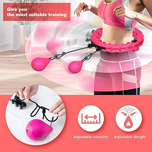 Hula Hoop Inteligente aros de Hula hoop Intelligent Auto-hilado, ajustable en la cintura que adelgaza la aptitud de cintura de equipos de fitness extraíble pérdida de peso, Lila, 24 nudos (130 cm)