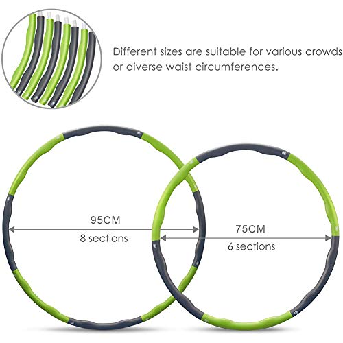 Hula Hoop, Plegable Fitness Wave con Peso de 1 kg (2,2 LB) Ancho Ajustable 75-95 cm para jóvenes Adultos Damas Gym Ejercicio Hula Hoop, Plegable Fitness Wave con Peso de 1 kg (2,2 LB) Ancho Ajustable 75-95 cm para jóvenes Adultos Damas Gym Ejercicio