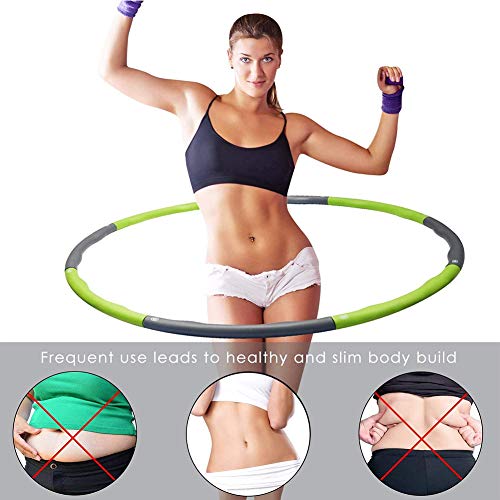 Hula Hoop, Plegable Fitness Wave con Peso de 1 kg (2,2 LB) Ancho Ajustable 75-95 cm para jóvenes Adultos Damas Gym Ejercicio