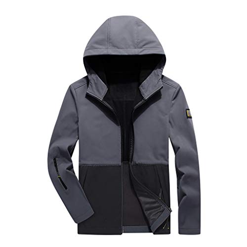 HULKY Hombres Chaqueta a Prueba de Viento con Capucha Abrigo Al Aire Libre Jacket Invierno para Montaña Montañismo Cámping Viajes Deportes Múltiples Bolsillos(Gris,L) HULKY Hombres Chaqueta a Prueba de Viento con Capucha Abrigo Al Aire Libre Jacket Invierno para Montaña Montañismo Cámping Viajes Deportes Múltiples Bolsillos(Gris,L)