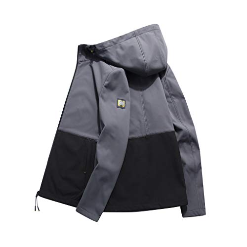 HULKY Hombres Chaqueta a Prueba de Viento con Capucha Abrigo Al Aire Libre Jacket Invierno para Montaña Montañismo Cámping Viajes Deportes Múltiples Bolsillos(Gris,L) HULKY Hombres Chaqueta a Prueba de Viento con Capucha Abrigo Al Aire Libre Jacket Invierno para Montaña Montañismo Cámping Viajes Deportes Múltiples Bolsillos(Gris,L)