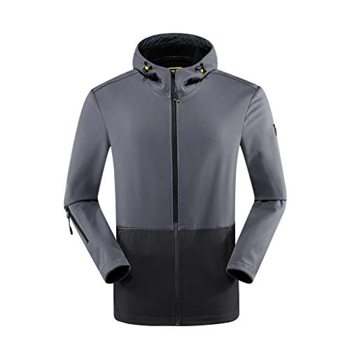 HULKY Hombres Chaqueta a Prueba de Viento con Capucha Abrigo Al Aire Libre Jacket Invierno para Montaña Montañismo Cámping Viajes Deportes Múltiples Bolsillos(Gris,L) HULKY Hombres Chaqueta a Prueba de Viento con Capucha Abrigo Al Aire Libre Jacket Invierno para Montaña Montañismo Cámping Viajes Deportes Múltiples Bolsillos(Gris,L)