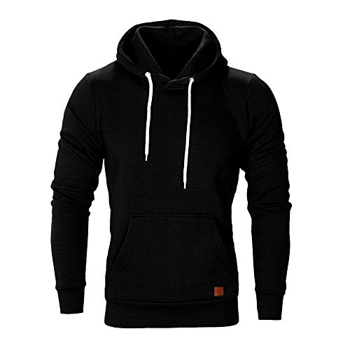 HULKY Sudaderas con Capucha Hombre, Hoodie Navidad Ropa Deportivo Hombres Tops Chandal Pullover Canguro Casual Sweatshirt Rebajas (Negro A,M)