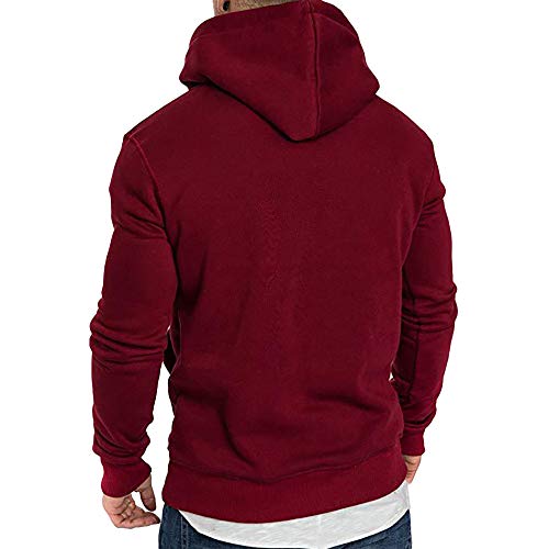 HULKY Sudaderas con Capucha Hombre, Hoodie Navidad Ropa Deportivo Hombres Tops Chandal Pullover Canguro Casual Sweatshirt Rebajas (Rojo A,XL)