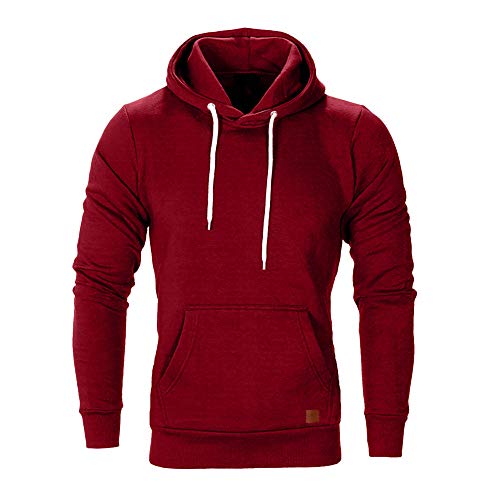 HULKY Sudaderas con Capucha Hombre, Hoodie Navidad Ropa Deportivo Hombres Tops Chandal Pullover Canguro Casual Sweatshirt Rebajas (Rojo A,XL)