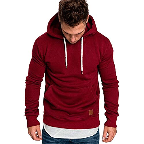 HULKY Sudaderas con Capucha Hombre, Hoodie Navidad Ropa Deportivo Hombres Tops Chandal Pullover Canguro Casual Sweatshirt Rebajas (Rojo A,XL)