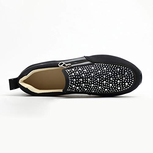HULKY Zapatos Deportivos Plataforma Mujer, Zapatillas Brillantes Calzado con Cremallera Plano Calzado Running Andar Casual Fiesta CláSico Comodos (Negro,35) HULKY Zapatos Deportivos Plataforma Mujer, Zapatillas Brillantes Calzado con Cremallera Plano Calzado Running Andar Casual Fiesta CláSico Comodos (Negro,35)