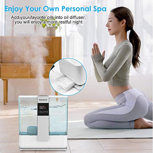 Humidificador de niebla fría 5L, humidificador ultrasónico de llenado superior silencioso con control remoto / 3 configuraciones de niebla / apagado automático / temporizador,para habitaciones grandes