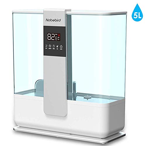 Humidificador de niebla fría 5L, humidificador ultrasónico de llenado superior silencioso con control remoto / 3 configuraciones de niebla / apagado automático / temporizador,para habitaciones grandes