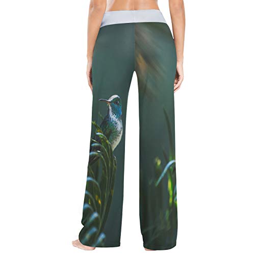 Humming Bird Palm Animal Print Pantalones de Pijama para Mujer Ropa de Dormir Pantalones de Yoga Sueltos Palazzo Casual con cordón - L Humming Bird Palm Animal Print Pantalones de Pijama para Mujer Ropa de Dormir Pantalones de Yoga Sueltos Palazzo Casual con cordón - L