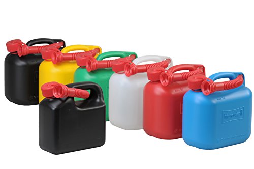 Hünersdorff Bidón para carburante STANDARD 5 L, PEAD Negro, con homologación UN, accesorios rojos