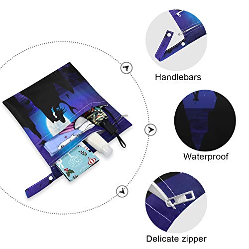 Hunihuni Bolsa de tela para pañales húmedos y secos, diseño de sirena náutica, impermeable, reutilizable, dos bolsillos con cremallera para viajes, playa, gimnasio, trajes de baño húmedos, 2 unidades Hunihuni Bolsa de tela para pañales húmedos y secos, diseño de sirena náutica, impermeable, reutilizable, dos bolsillos con cremallera para viajes, playa, gimnasio, trajes de baño húmedos, 2 unidades
