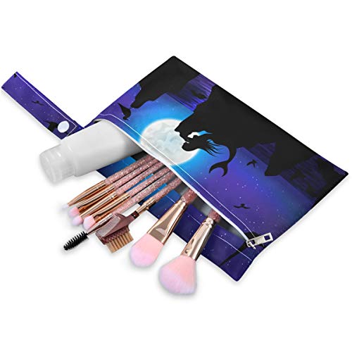 Hunihuni Bolsa de tela para pañales húmedos y secos, diseño de sirena náutica, impermeable, reutilizable, dos bolsillos con cremallera para viajes, playa, gimnasio, trajes de baño húmedos, 2 unidades Hunihuni Bolsa de tela para pañales húmedos y secos, diseño de sirena náutica, impermeable, reutilizable, dos bolsillos con cremallera para viajes, playa, gimnasio, trajes de baño húmedos, 2 unidades