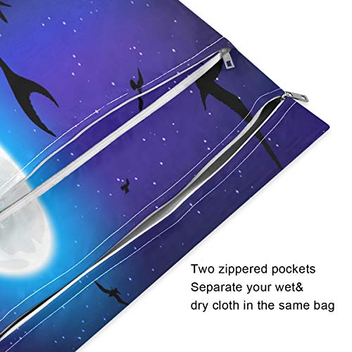 Hunihuni Bolsa de tela para pañales húmedos y secos, diseño de sirena náutica, impermeable, reutilizable, dos bolsillos con cremallera para viajes, playa, gimnasio, trajes de baño húmedos, 2 unidades Hunihuni Bolsa de tela para pañales húmedos y secos, diseño de sirena náutica, impermeable, reutilizable, dos bolsillos con cremallera para viajes, playa, gimnasio, trajes de baño húmedos, 2 unidades