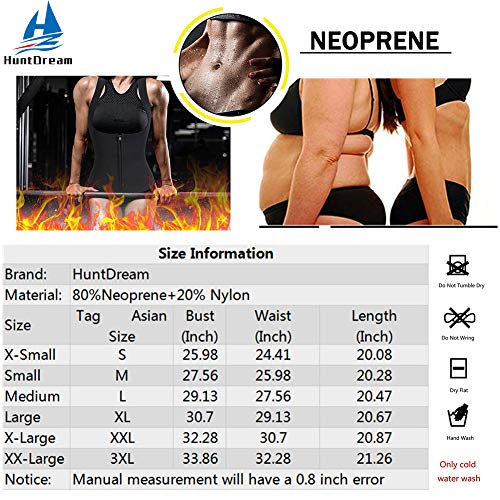 HuntDream Mujeres Cintura Chaleco Chaleco Delgado corsé Neopreno Sauna Tank Top Cremallera pérdida de Peso Cuerpo Talladora Camisa HuntDream Mujeres Cintura Chaleco Chaleco Delgado corsé Neopreno Sauna Tank Top Cremallera pérdida de Peso Cuerpo Talladora Camisa