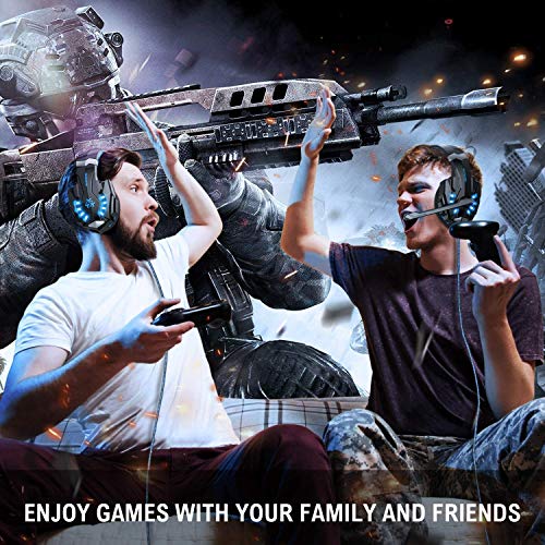 Hunterspider V-9 Auriculares para videojuegos con micrófono, sonido envolvente de bajos estéreo (Stereo Bass Surround), luz led, color azul Hunterspider V-9 Auriculares para videojuegos con micrófono, sonido envolvente de bajos estéreo (Stereo Bass Surround), luz led, color azul