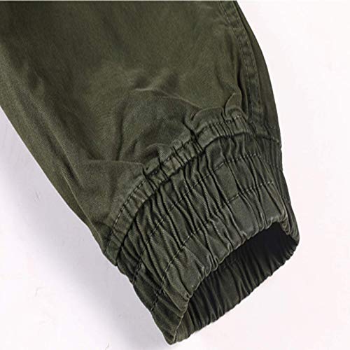 Huntrly Pantalones de Combate de Tobillo Ajustables de Sarga de algodón de Senderismo con múltiples Bolsillos para Hombre 32